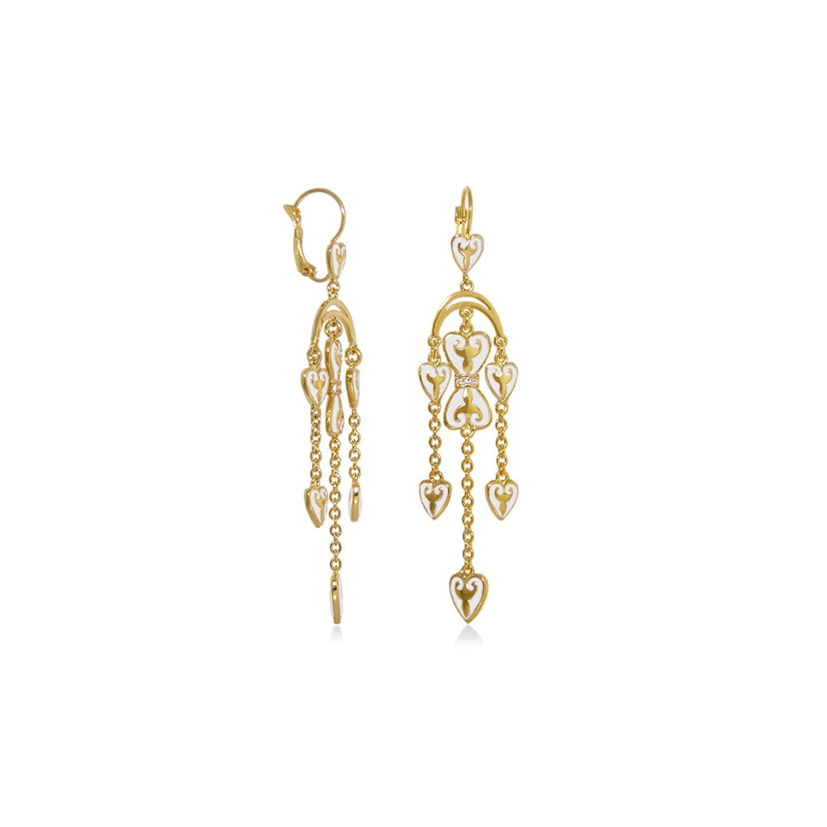 Bows and Hearts Earrings pair gold-tone with heart charms by Lauren G Adams on Tampa Home & Garden Store