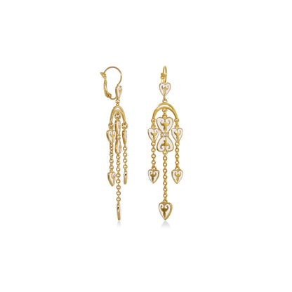 Bows and Hearts Earrings pair gold-tone with heart charms by Lauren G Adams on Tampa Home & Garden Store