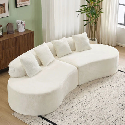Modern Curved Sofa with Pillows for Living Room