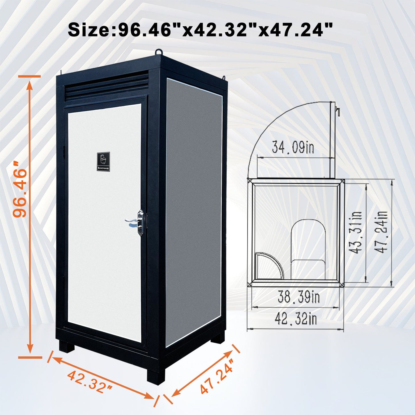 Outdoor Portable Toilet Cabin with Sink and Fan