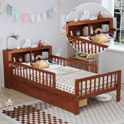 Bed With Headboard Storage and Under Bed Drawers