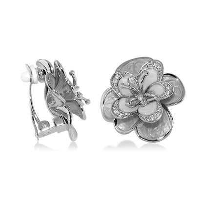 Butterflies Earring pair by Lauren G Adams, silver-tone flower earrings with crystal accents on Tampa Home & Garden Store