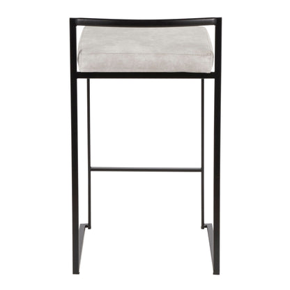 Stackable contemporary counter stool gray cushioned seat with black metal frame on Tampa Home & Garden Store
