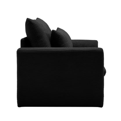 Black Corduroy Deep Seat Single Accent Chair