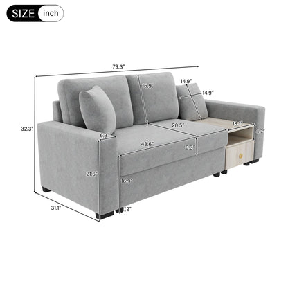 Modular sofa couch with storage armrest and center console in light grey fabric by HouseOfZazla on Tampa Home & Garden Store