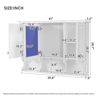 White wall-mounted medicine cabinet with open shelves, adjustable interior over-toilet on Tampa Home & Garden Store
