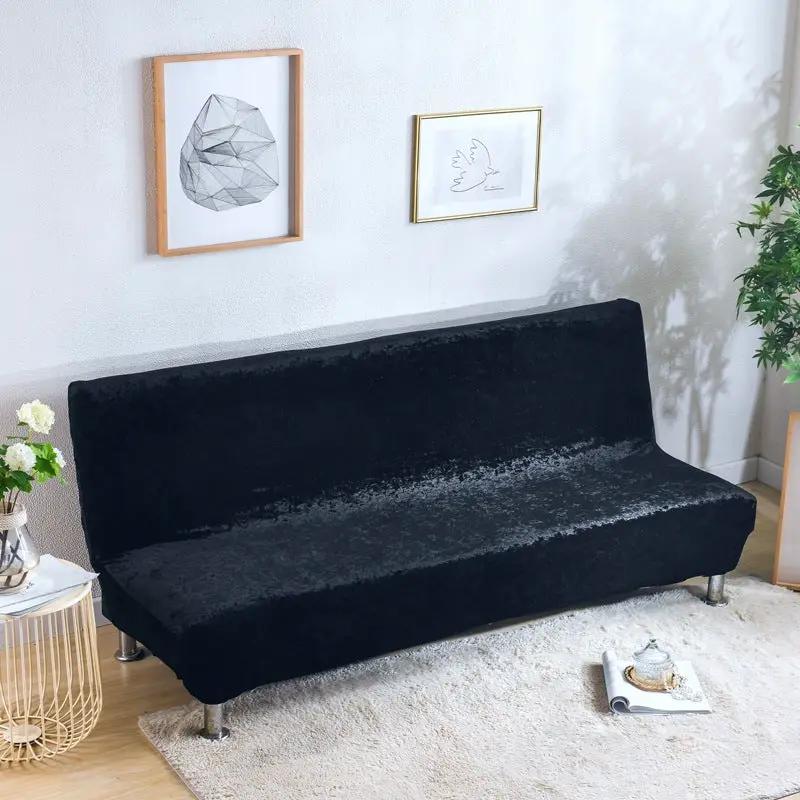 All-inclusive Silver Fox Velvet Armless Folding Sofa Bedspread in black velvet on Tampa Home & Garden Store