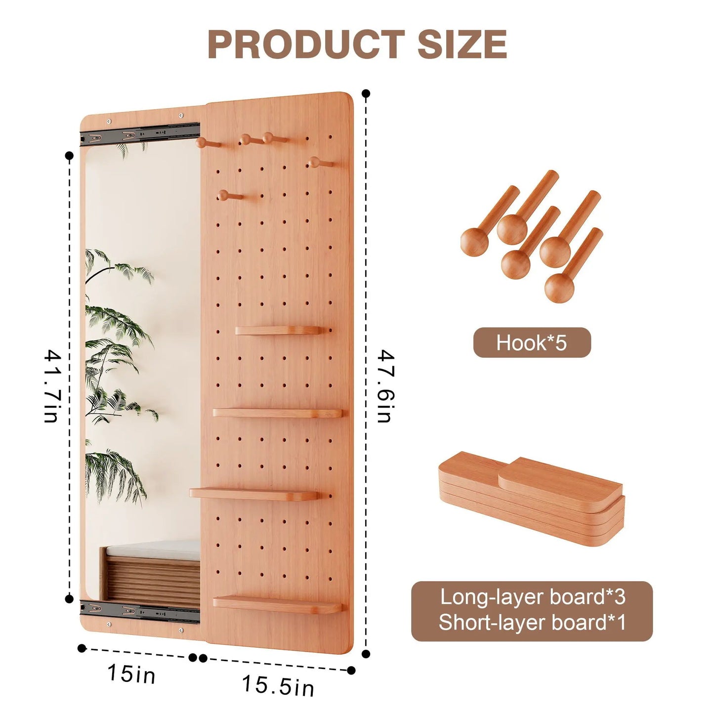 Wall Mounted Full Length Mirror with Hook