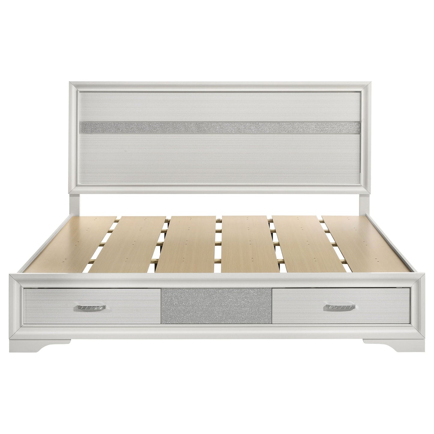 Storage platform bed 2-drawer unit in silver finish with chrome accents HouseOfZazla on Tampa Home & Garden Store