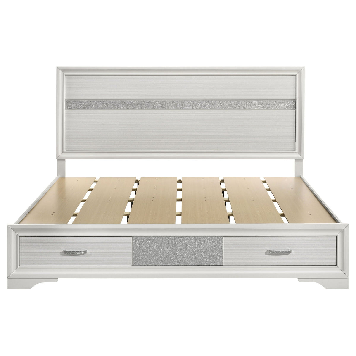 Storage platform bed 2-drawer unit in silver finish with chrome accents HouseOfZazla on Tampa Home & Garden Store