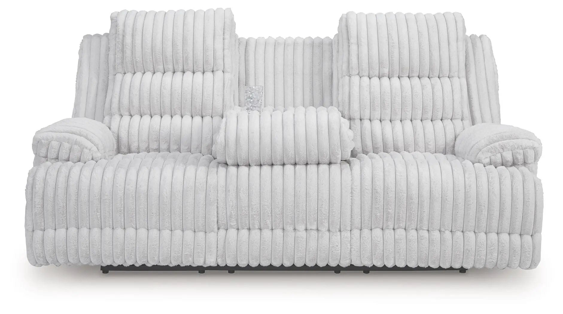 Rhines Falls reclining power sofa in white plush ribbed upholstery on Tampa Home & Garden Store
