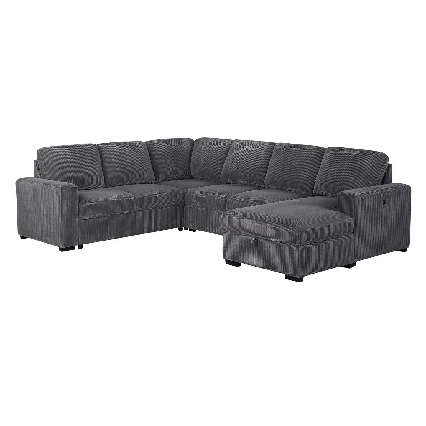 Melody Sleeper Sectional Sofa, gray textured fabric, right chaise by Unique Piece Furniture on Tampa Home & Garden Store