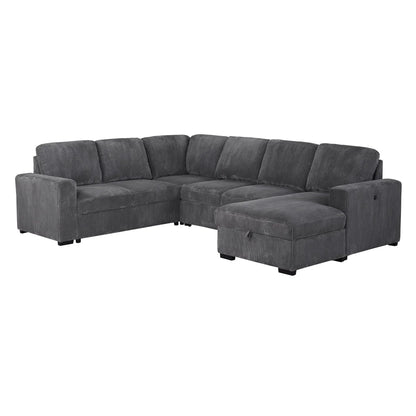 Melody Sleeper Sectional Sofa, gray textured fabric, right chaise by Unique Piece Furniture on Tampa Home & Garden Store