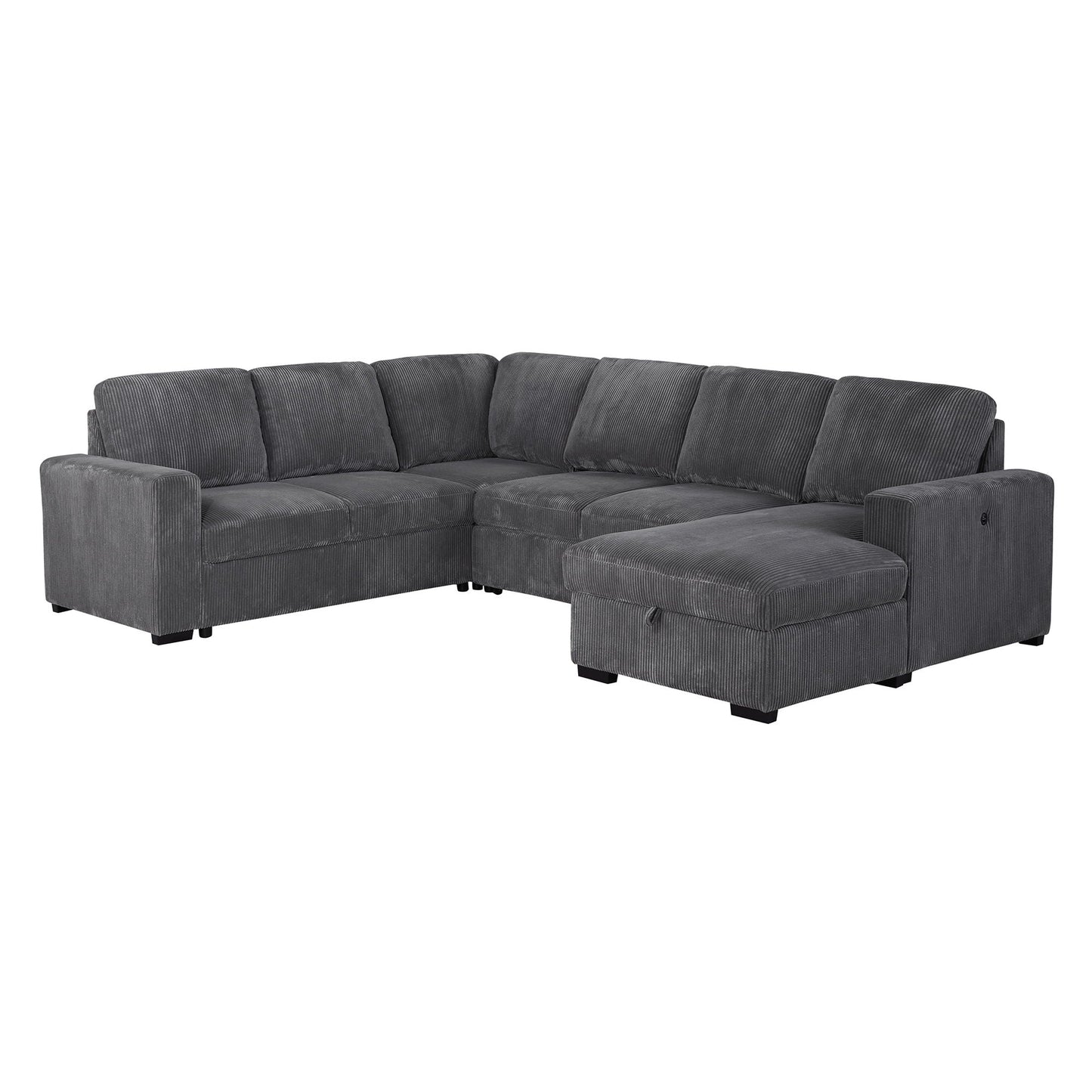 Melody sectional sofa gray corduroy with ottoman sleeper on Tampa Home & Garden Store