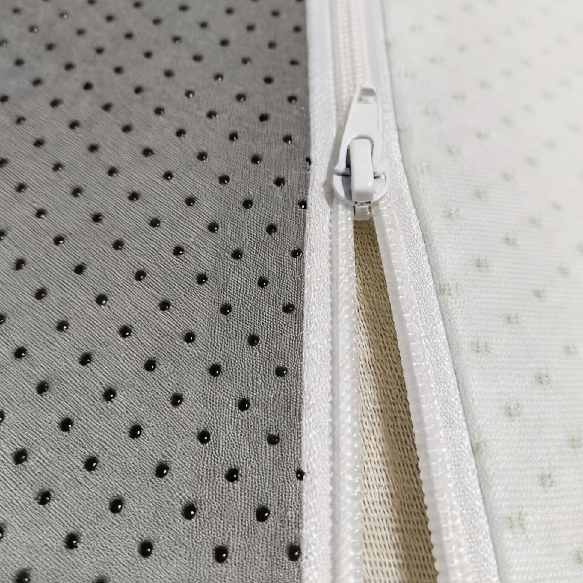 10-inch queen size mattress with gray dotted fabric cover and white zipper edge by HouseOfZazla on Tampa Home & Garden Store
