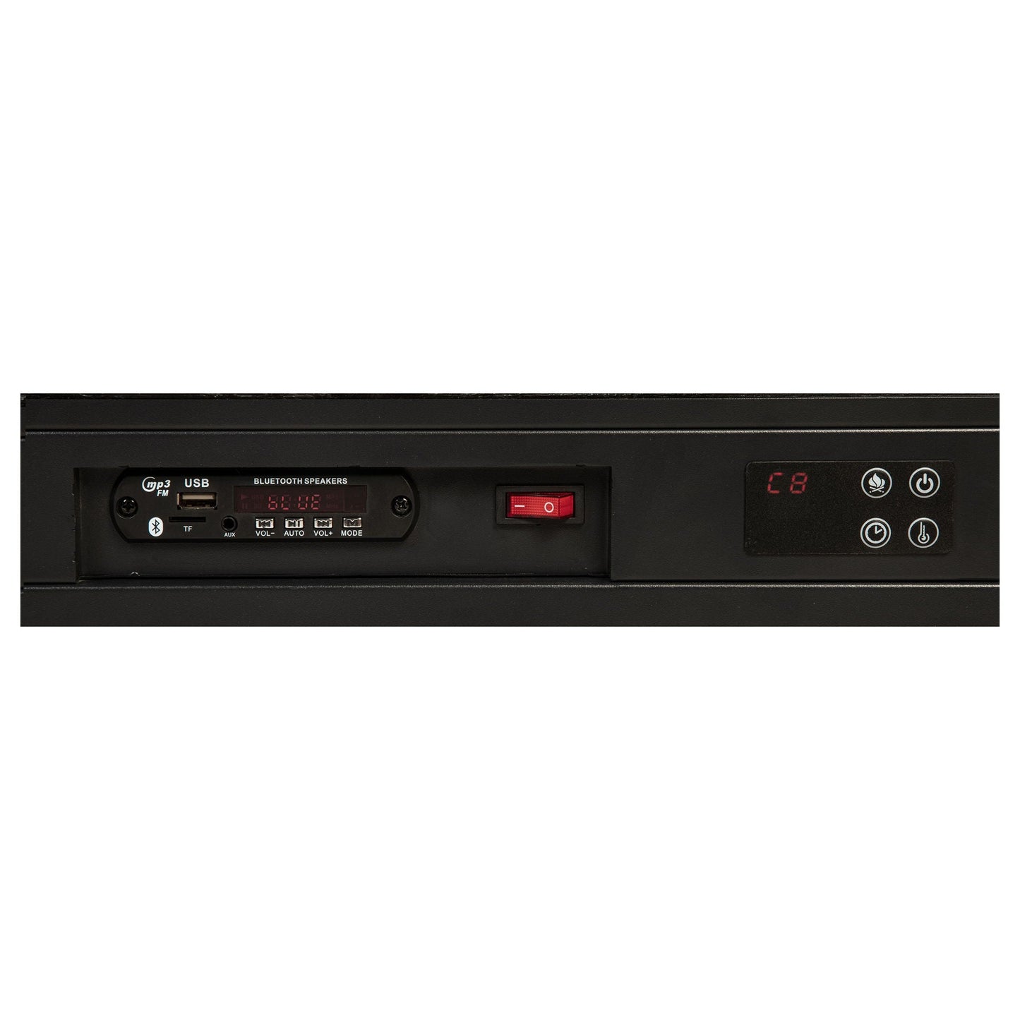Modern Bed with Visual Flames and Bluetooth Audio