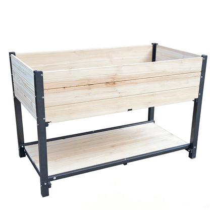 Solid Wood Raised Garden Bed with Iron Frame natural wood finish HouseOfZazla Garden Pots on Tampa Home & Garden Store