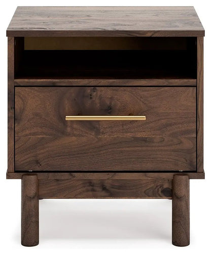 Calverson Night Stand Walnut Finish with Handle