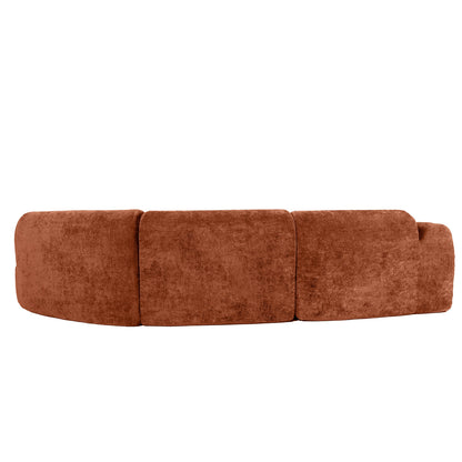 HouseOfZazla 140-inch Modern Curved Sectional Sofa with Chaise Lounge rust-brown fabric on Tampa Home & Garden Store
