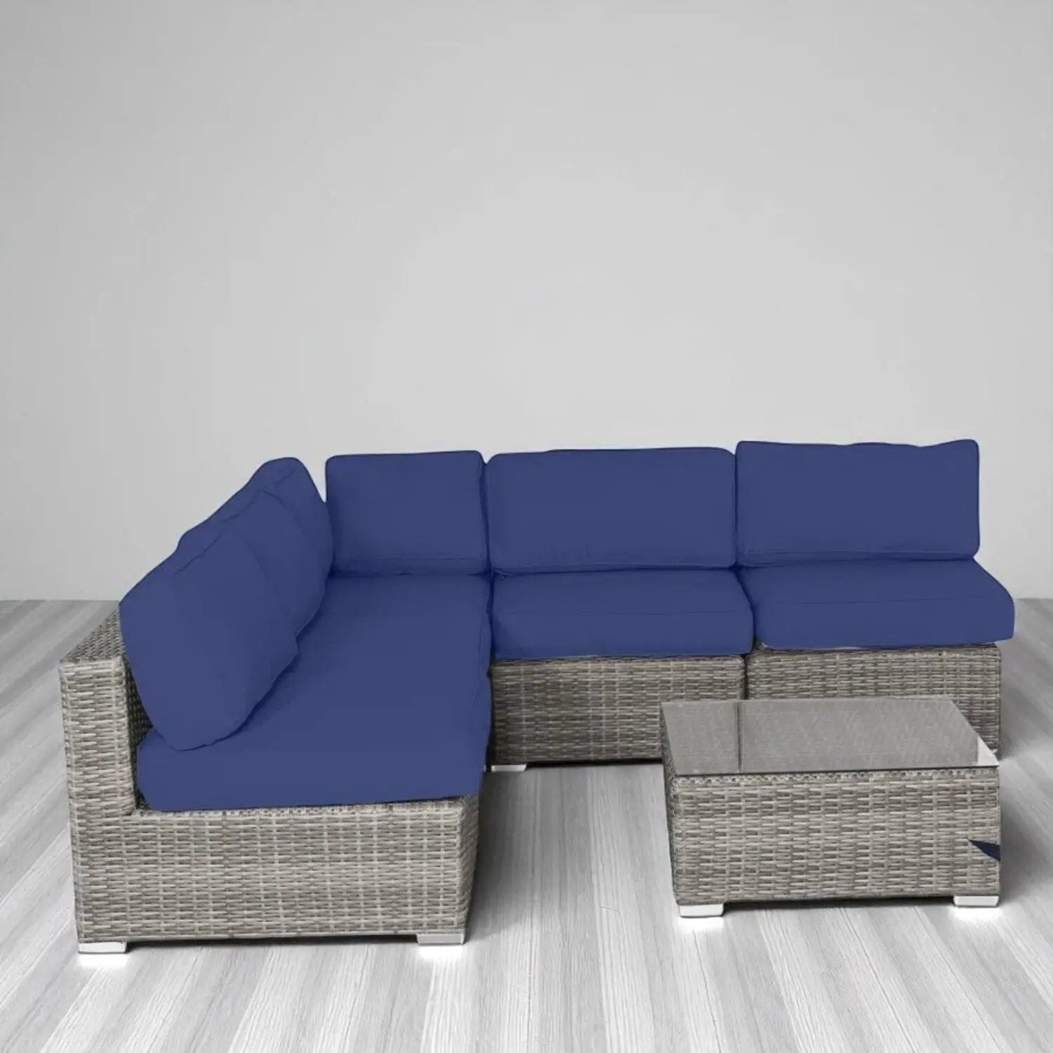 Blue cushion wicker seating set 4-piece outdoor by Unique Piece Furniture on Tampa Home & Garden Store