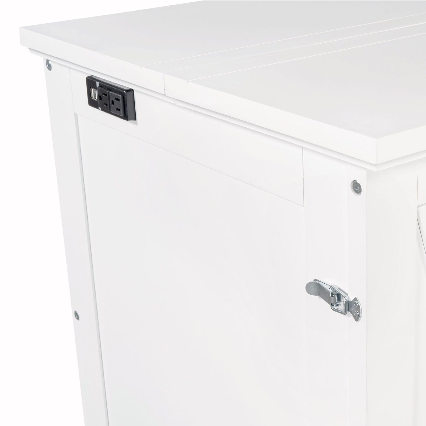 Solid pine Murphy bed chest cube cabinet in white with USB charging station on Tampa Home & Garden Store