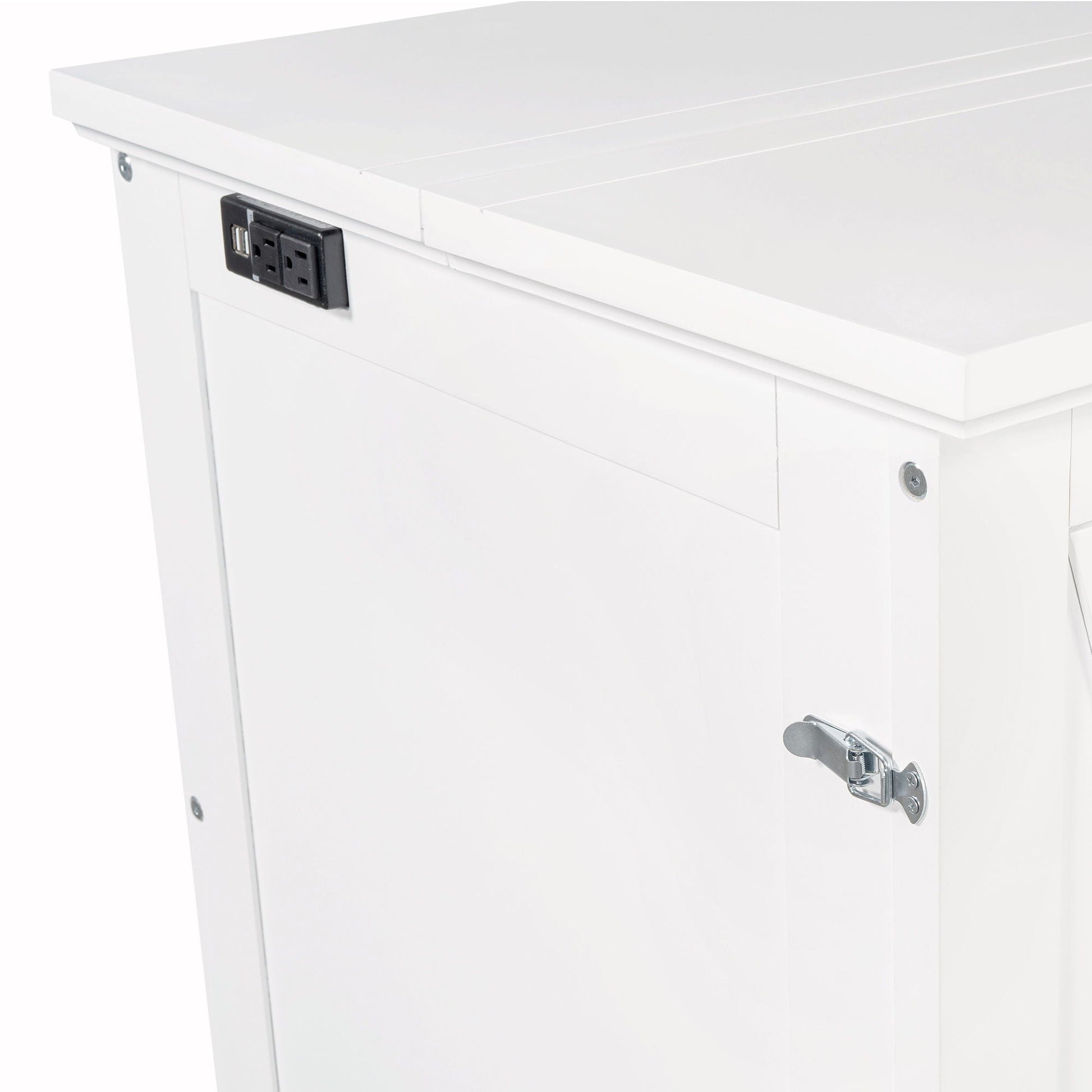 Solid pine Murphy bed chest cube cabinet in white with USB charging station on Tampa Home & Garden Store