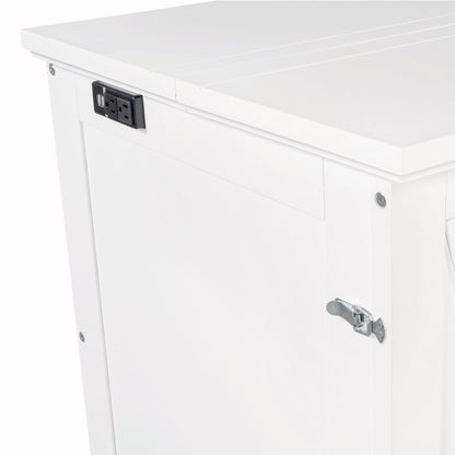 Solid pine Murphy bed chest cube cabinet in white with USB charging station on Tampa Home & Garden Store