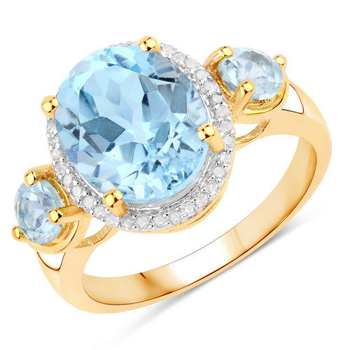 Ring with 4.779ct blue topaz center, white diamond halo and side topaz stones on a band Bids.com on Tampa Home & Garden Store