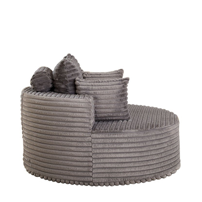 Modern single sofa with backrest pillow gray plush upholstery close up on Tampa Home & Garden Store