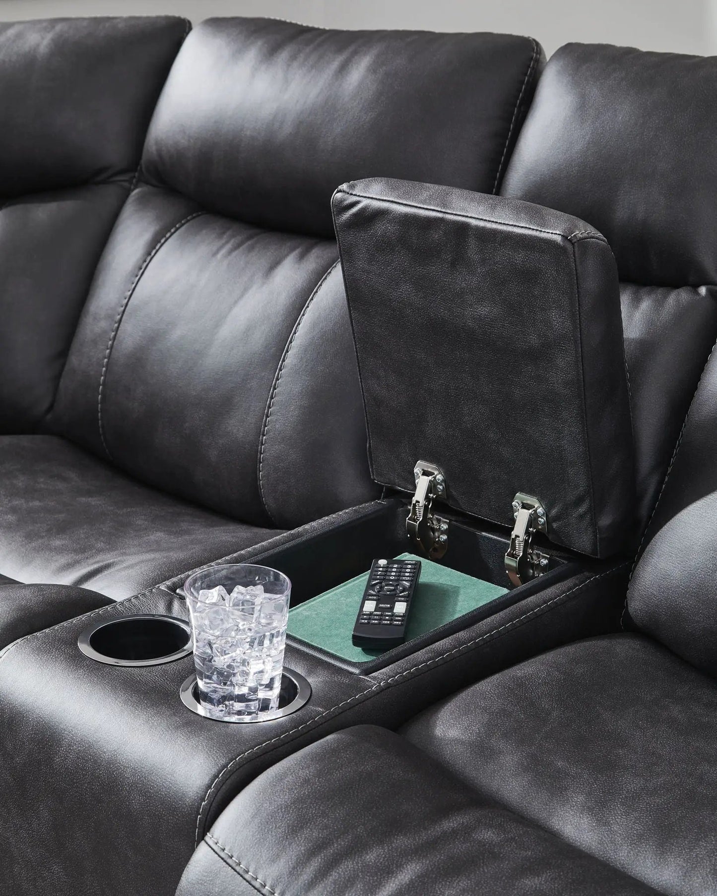 Sultan Meadow 2-Piece Reclining Sectional in carbon leather by Unique Piece Furniture on Tampa Home & Garden Store