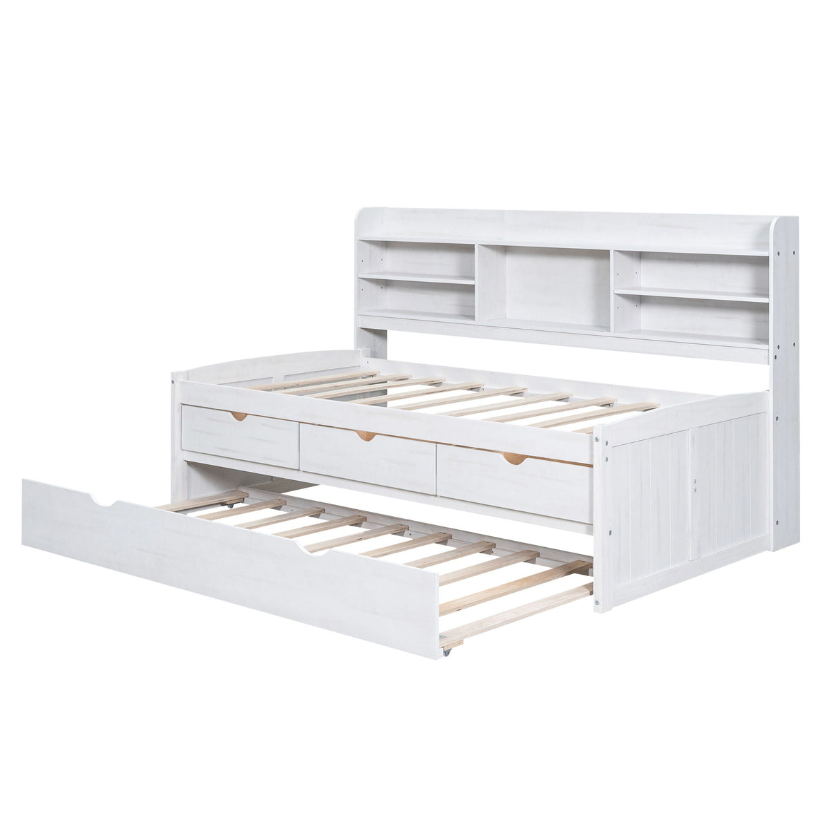 Captain Bed with Bookshelves, 3 Drawers and Trundle in white by HouseOfZazla on Tampa Home & Garden Store
