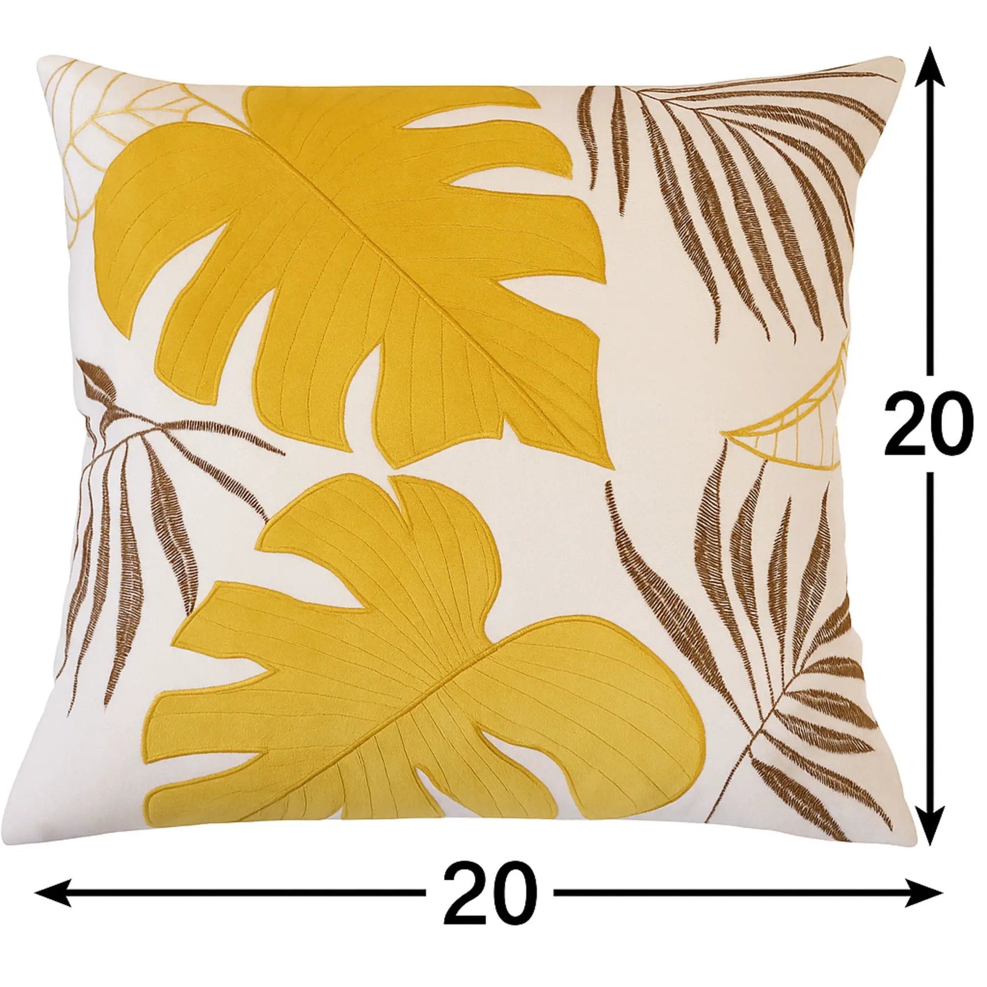 Autumn Vibes Leaf Accent Pillow 20x20 mustard yellow leaf print Unique Piece Furniture on Tampa Home & Garden Store