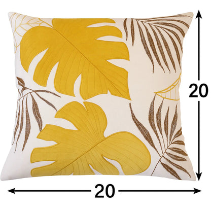 Autumn Vibes Leaf Accent Pillow 20x20 mustard yellow leaf print Unique Piece Furniture on Tampa Home & Garden Store