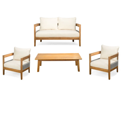 Porto Outdoor Acacia Wood Chat Set and Table