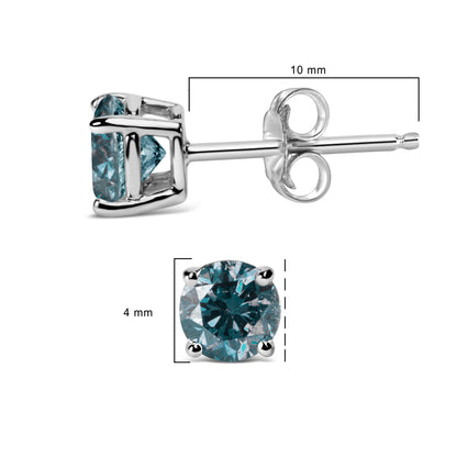 14K white gold blue lab-grown diamond stud earring, 1/2 Cttw, 4-prong solitaire, Bids.com on Tampa Home & Garden Store