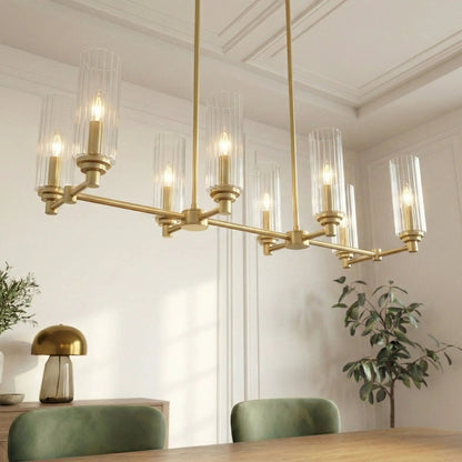 Willow Eight Lights Island Pendant in Satin Brass