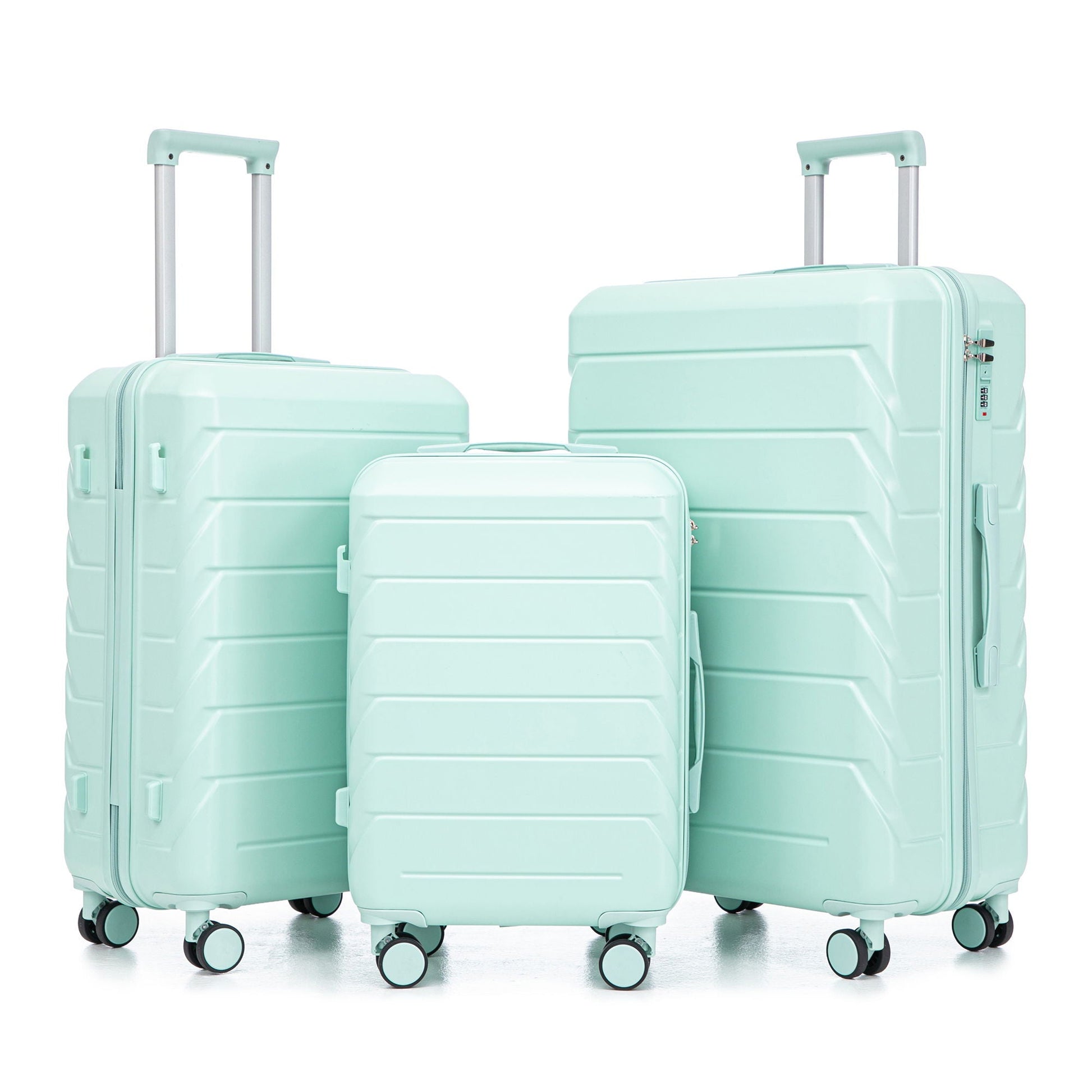 3-piece mint green spinner luggage set with combination locks, 20/24/28 in, HouseOfZazla on Tampa Home & Garden Store