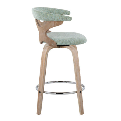 Mid Century Modern counter stool by HouseOfZazla in teal upholstery with wooden frame on Tampa Home & Garden Store