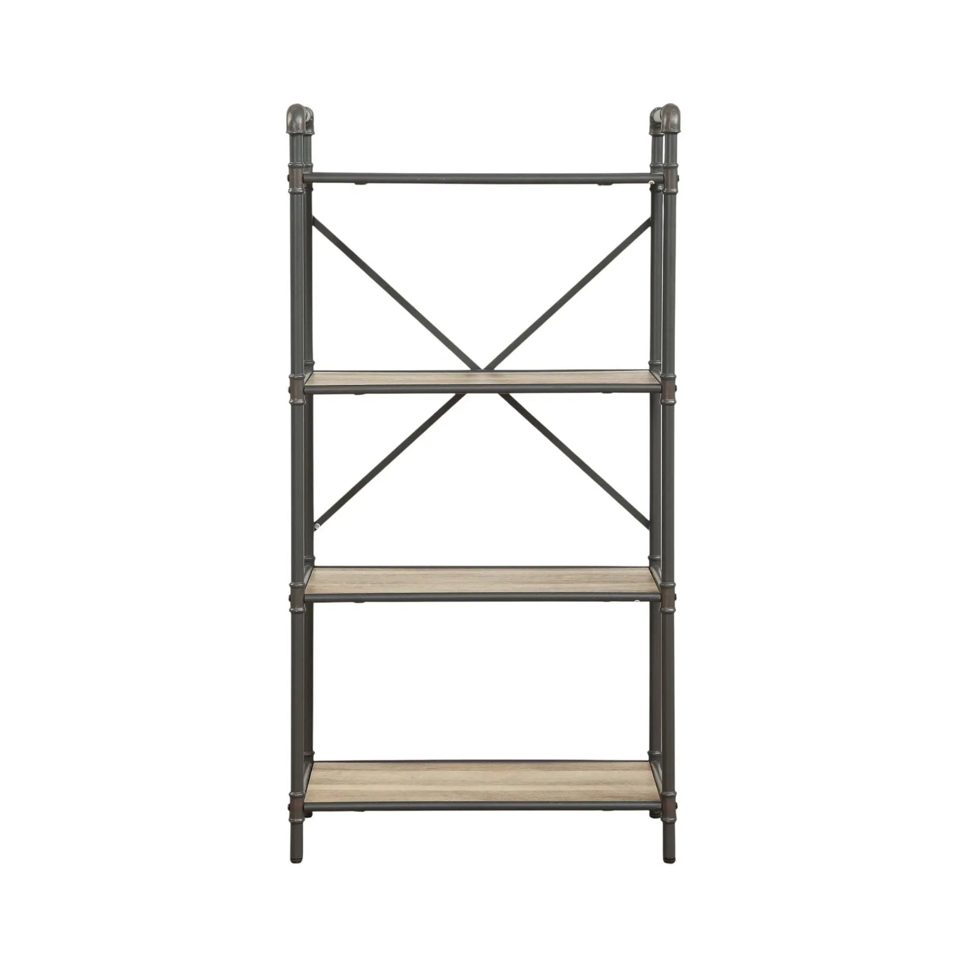 Itzel Bookshelf metal-frame etagere with wood shelves by Unique Piece Furniture on Tampa Home & Garden Store