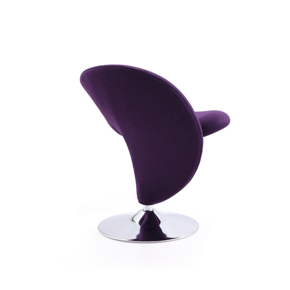 HouseOfZazla purple wool-blend swivel lounge chair with chrome pedestal base on Tampa Home & Garden Store