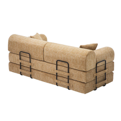 Modern Two Tone Fabric Sofa and Convertible Bed