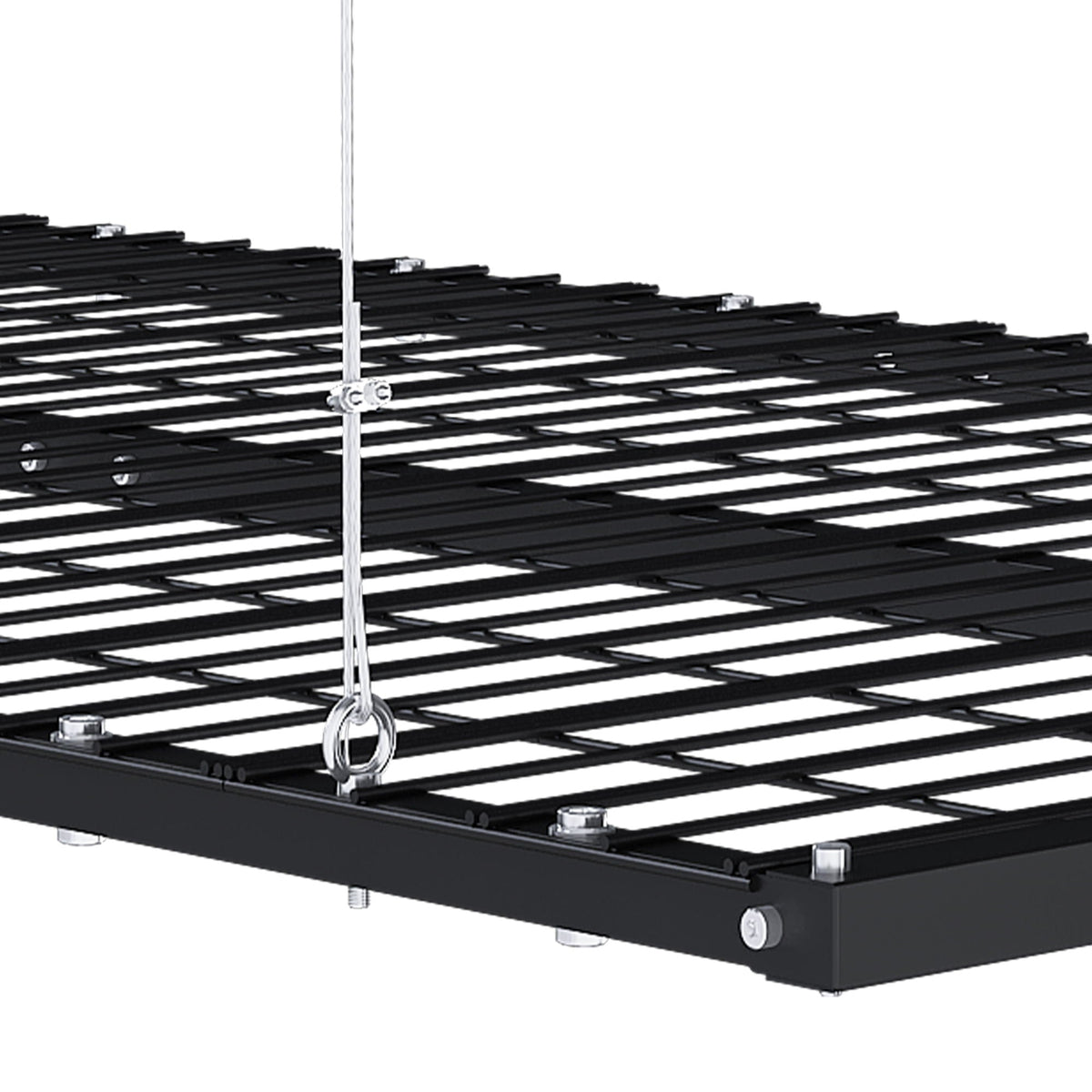 Overhead garage storage rack with crank system, black metal wall organizer by HouseOfZazla on Tampa Home & Garden Store