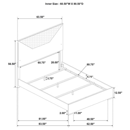 Pierce 4 Piece Bedroom Set with LED lighting by HouseOfZazla dimensional diagram on Tampa Home & Garden Store