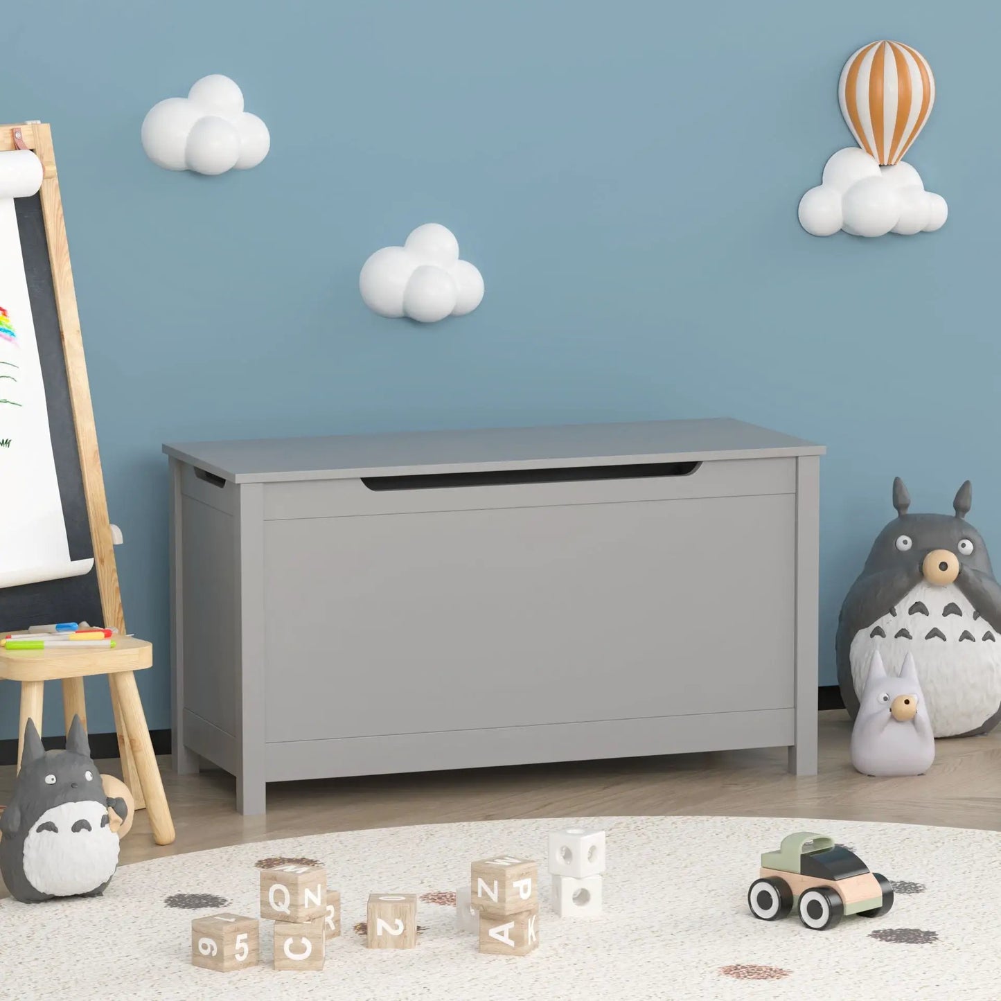 Toy Box Storage With Safety Hinged Lid For Kids