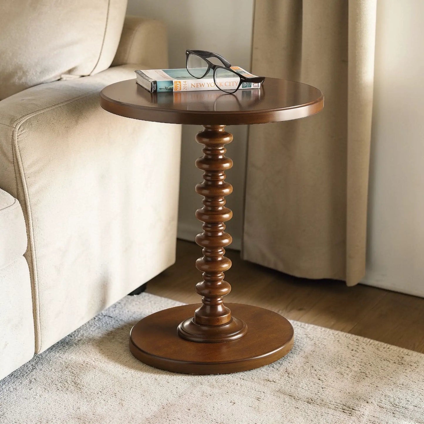 Acton Round Accent Table with Pedestal Base