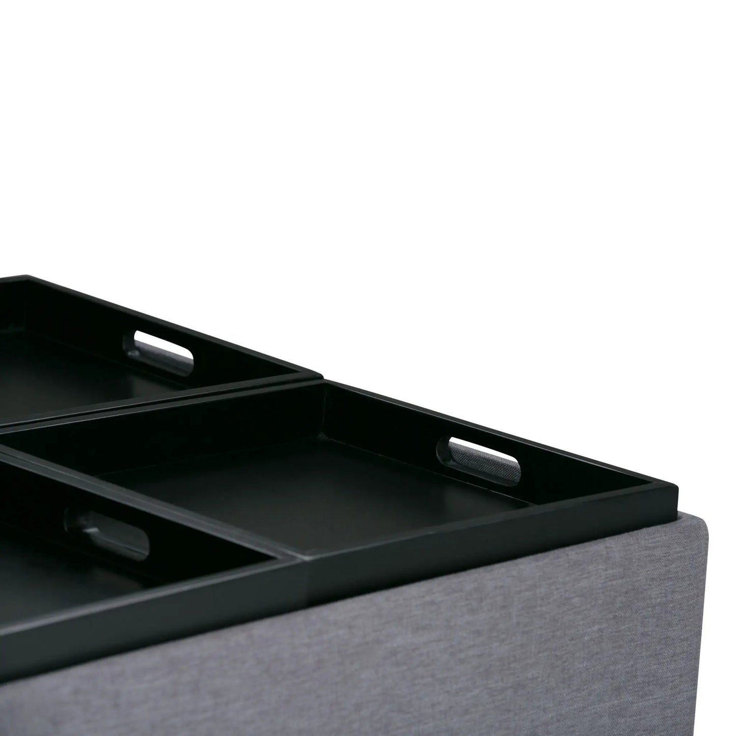 Avalon square storage ottoman coffee table, black with built-in tray and side handles on Tampa Home & Garden Store