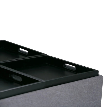 Avalon square storage ottoman coffee table, black with built-in tray and side handles on Tampa Home & Garden Store