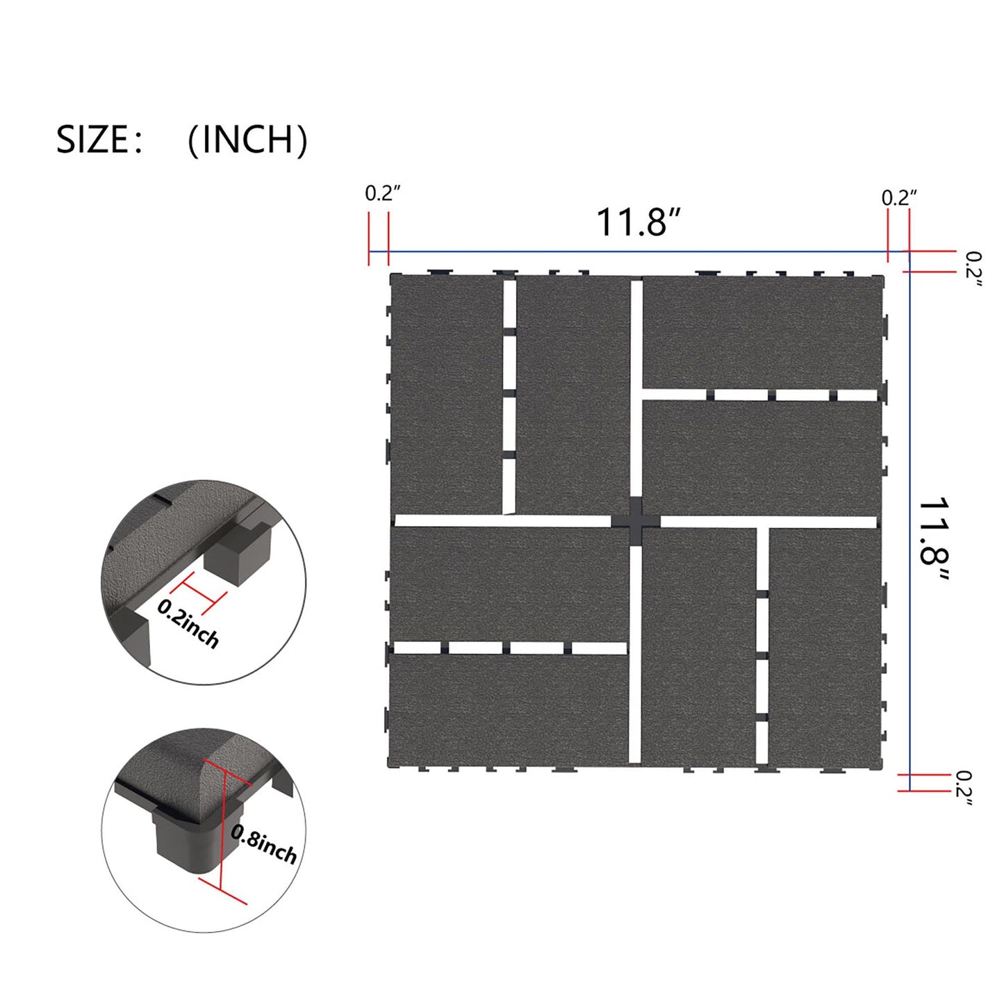 Waterproof Interlocking Acacia Patio Deck Tiles