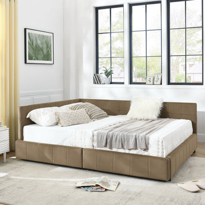 Mid Century Storage Upholstered Tufted Bed Frame