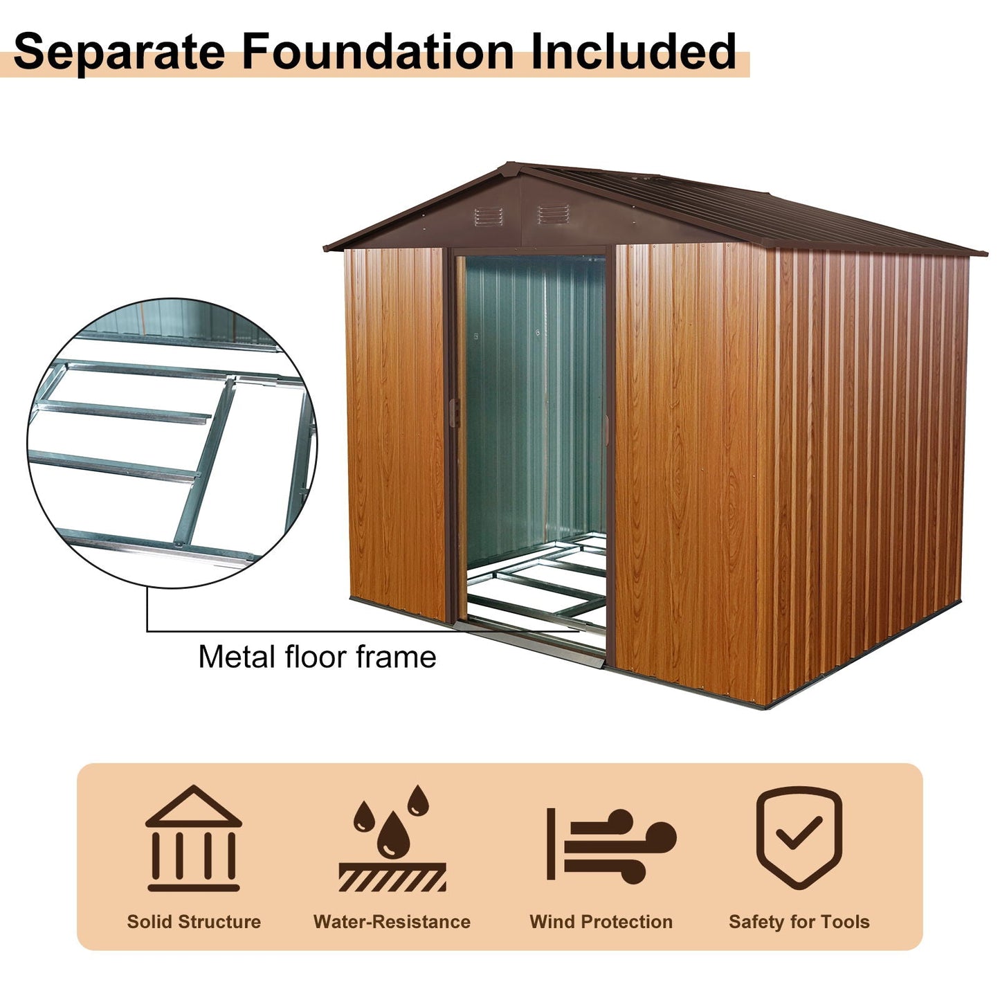 Outdoor Metal Storage Shed And Floor Base
